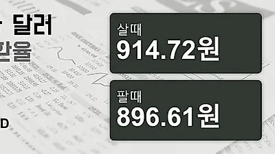 10일 캐나다 달러 살때 914.72원, 팔때 896.61원 ▼-0.34%감소