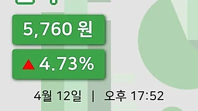 주식마감인팩 12일 5,760원 장종료...