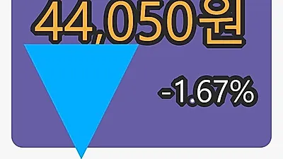 LG우 6일 마감가 44,050원 전일대비 -1.67퍼센트 변동..