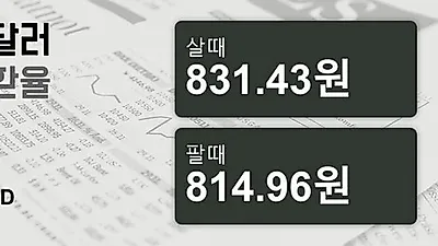 9일 호주 달러 살때 831.43원, 팔때 814.96원 ▲0.13%상승