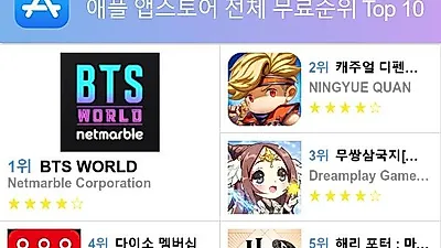 [6월 30일 앱차트]애플, 구글 플레이스토어 어플순위