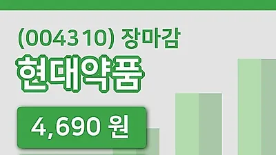 주식마감현대약품 28일 4,690원 장종료그래프복습하기