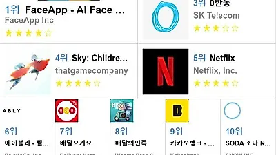 [7월 23일 앱차트]앱스토어 플레이스토어 앱 순위와 분석