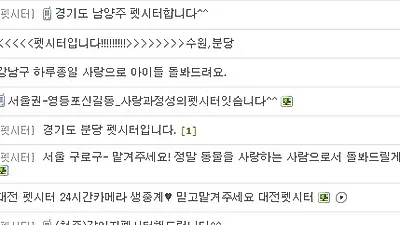 대부분 펫시터는 불법 , 문제 발생할때 보상근거 없어