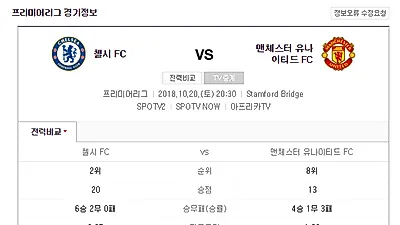 [주말해외축구일정] 프리미어리그 맨유VS첼시 비롯한 이번 주말 해외축구경기 일정·중계는?