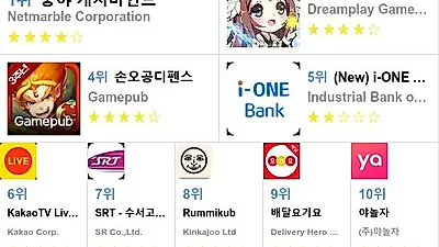 [8월 10일 앱차트]앱스토어 플레이스토어 앱 순위와 분석
