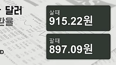 23일 캐나다 달러 살때 915.22원, 팔때 897.09원 ▼-0.03%감소