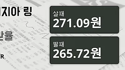 말레이시아 7일 링기트 살때 271.09원, 팔때 265.72원 ▲0.12%상승