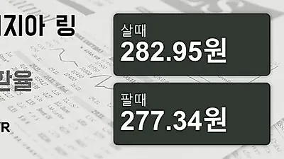 말레이시아 26일 링기트 살때 282.95원, 팔때 277.34원 ▲0.82%상승