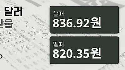 15일 싱가폴 달러 살때 836.92원, 팔때 820.35원 ▲0.46%상승
