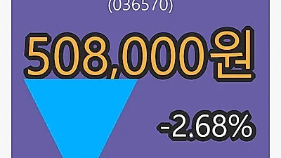 6일 엔씨소프트마감가 508,000원, -2.68프로 변동..