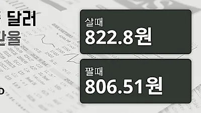 6일 싱가폴 달러 살때 822.8원, 팔때 806.51원 ▲0.21%상승