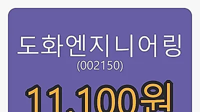 도화엔지니어링마감가 11,100원, 9.90% 변동..