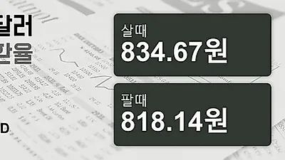 15일 호주 달러 살때 834.67원, 팔때 818.14원 ▲0.95%상승