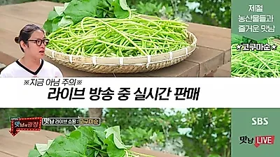 `맛남의 광장` 라이브 쇼핑 방송으로 고구마순 판매 "1kg에 5900원"