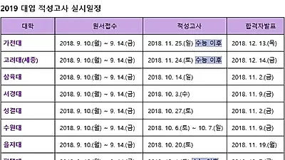 2019 수시 원서접수 전략과 적성고사 대학 총정리