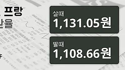 6일 스위스프랑 살때 1,131.05원, 팔때 1,108.66원 ▼-0.54%감소