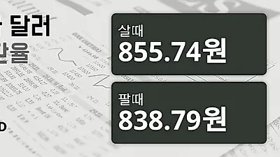 21일 캐나다 달러 살때 855.74원, 팔때 838.79원 ▼-1.01%감소