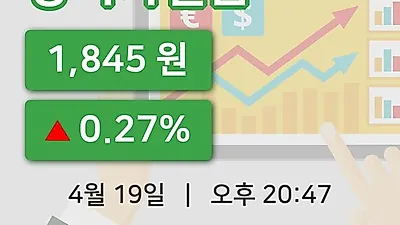 국내주식마감상지카일룸 19일 1,845원 장종료그래프복습하기