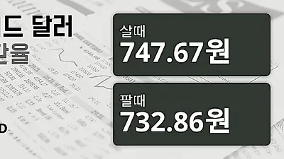 3일 뉴질랜드 달러 살때 747.67원, 팔때 732.86원 ▼-1.52%감소