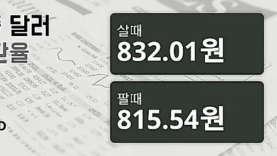 15일 싱가폴 달러 살때 832.01원, 팔때 815.54원 ▲0.8%상승