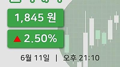 주식마감컬러레이 11일 1,845원 장종료...