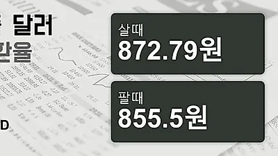 10일 싱가폴 달러 살때 872.79원, 팔때 855.5원 ▼-0.28%감소