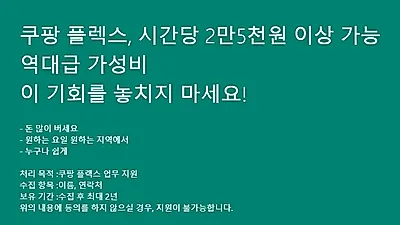 [☞핫키워드]쿠팡 플렉스 급여 후기 보니 '깜짝' 쿠팡 플랙스 택배 알바 '파격적 조건' 제시