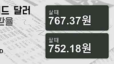 19일 뉴질랜드 달러 살때 767.37원, 팔때 752.18원 ▼-0.56%감소