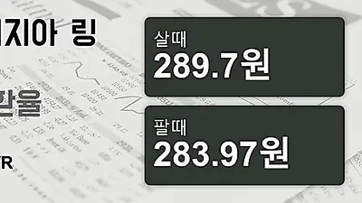 말레이시아 30일 링기트 살때 289.7원, 팔때 283.97원 ▲0.36%상승