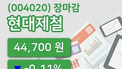 국내주식마감현대제철 8일 44,700원 장종료...