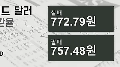 8일 뉴질랜드 달러 살때 772.79원, 팔때 757.48원 ▼-0.28%감소
