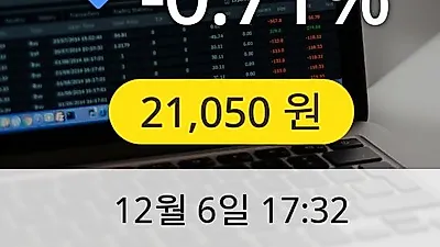 케이엠더블유 6일 21,050원 마감