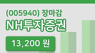국내주식마감NH투자증권 17일 13,200원 장 마쳐그래프종합