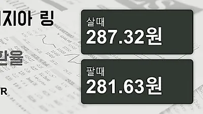 말레이시아 30일 링기트 살때 287.32원, 팔때 281.63원 ▲0.33%상승