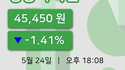 국내주식마감경동나비엔 24일 45,450원 마감