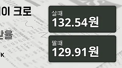 29일 노르웨이 크로네 살때 132.54원, 팔때 129.91원 ▼-0.7%감소
