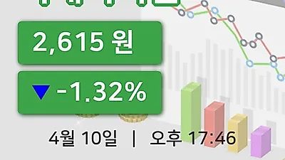 국내주식마감티에이치엔 10일 2,615원 장 마쳐...