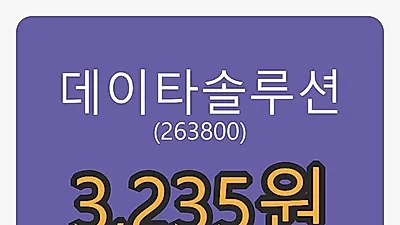 29일 데이타솔루션마감가 3,235원,