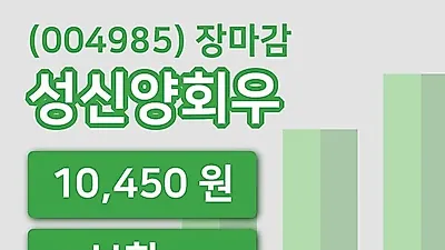 주식마감성신양회우 3일 10,450원 장 마쳐