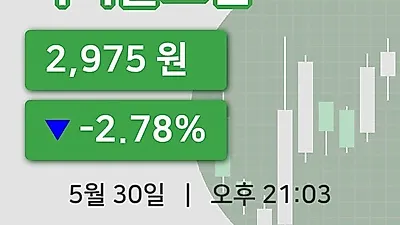 주식마감디지틀조선 30일 2,975원 마감그래프정리