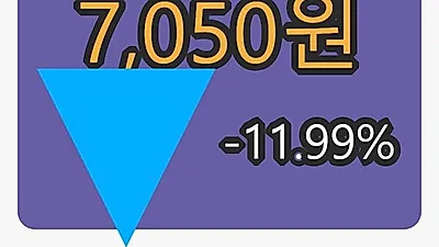 한국화장품 5일 마감가 7,050원 전일비 -11.99프로 변동..