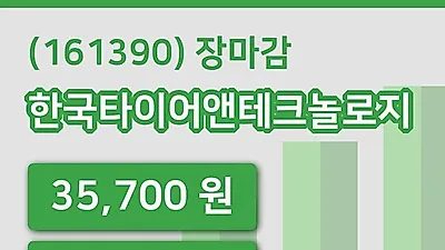 국내주식마감한국타이어앤테크놀로지 20일 35,700원 마감그래프종합통계