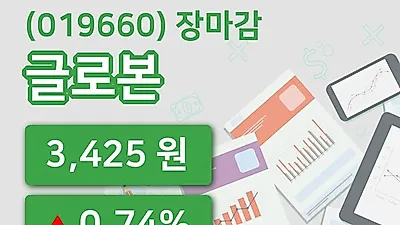 국내주식마감글로본 5일 3,425원 마감그래프종합통계