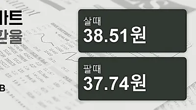 24일 태국 바트 살때 38.51원, 팔때 37.74원 ▼-0.13%감소