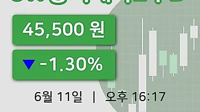 주식마감JW중외제약2우B 11일 45,500원 마감