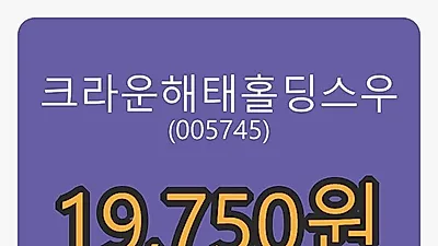 크라운해태홀딩스우 5일 마감가 19,750원 21.91% 등락..