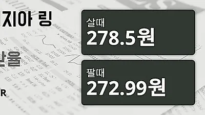 말레이시아 8일 링기트 살때 278.5원, 팔때 272.99원 ▲1.07%상승