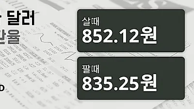 18일 캐나다 달러 살때 852.12원, 팔때 835.25원 ▼-0.01%감소