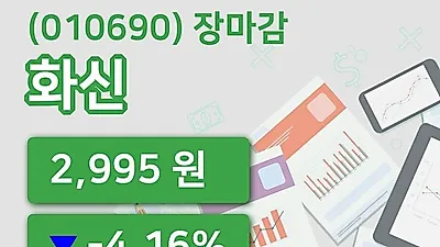 국내주식마감화신 10일 2,995원 마감